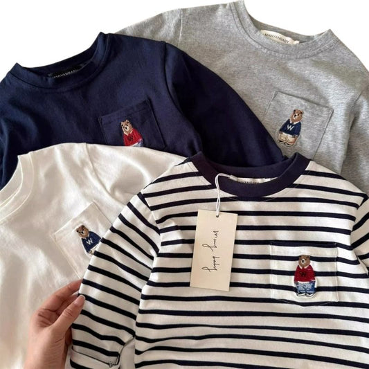 Långärmad T-shirt i 100 % Bomull med Djurdetalj på vänster bröstfickan