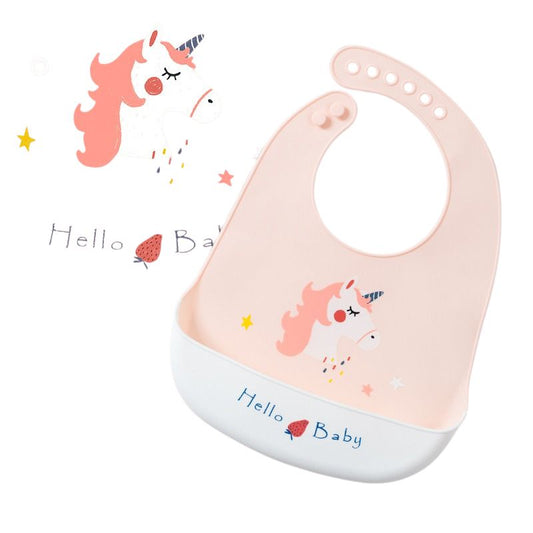 Vattentät babyhaklapp i mjuk silikon – krokodil, häst, får, kaninn, flygplan & dinosaurie