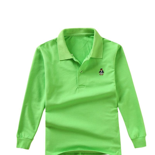 Klassisk långärmad pikétröja i 100 % bomull – mjuk unisexmodell för barn
