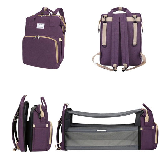 Hopfällbar - Multifunktionell - Skötväska - Mammaväska - Ryggsäck - Spjälsäng stor last kapacitet för förvaring - För Resa & Vardagsbruk