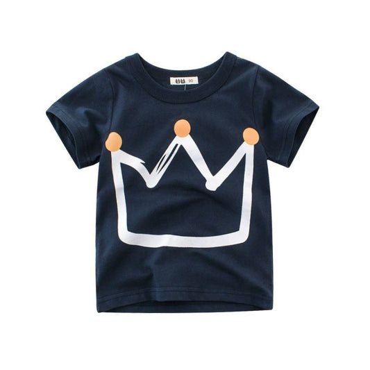 Barn T-shirt i 100% Bomull med Tecknad med Krona på bröstet – Unisex