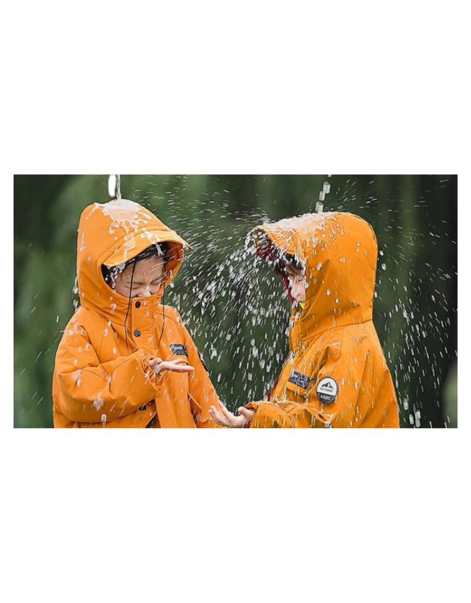 Vinterjacka Barn Orange fast Huva tillval Fleece Tröja