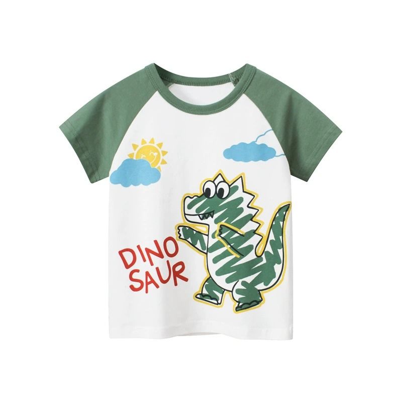 Barn T-shirt i 100% Bomull med Tecknad Dino Saur – Unisex