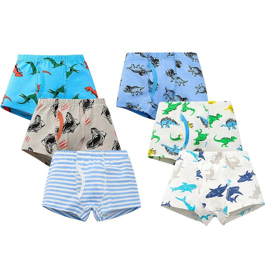 Boxershorts med Dinosaurietryck – 6-pack Komfort i Bomull & Spandex!