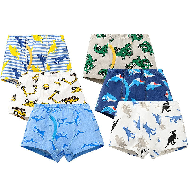 Boxershorts med Dinosaurietryck – 6-pack Komfort i Bomull & Spandex!