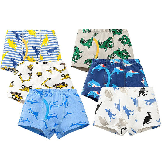 Boxershorts med Dinosaurietryck – 6-pack Komfort i Bomull & Spandex!