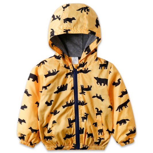 Vindtät barnjacka med huva. Unisex vår & höstjacka för utomhuslek