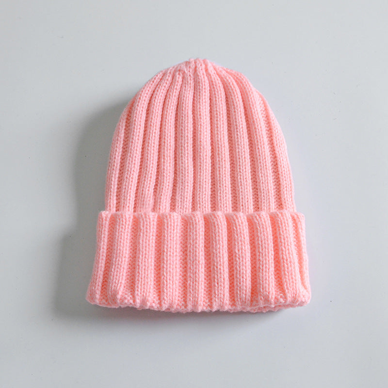 Barnmössa vinter – stickad, Klassisk rak randig hopfällbar hatt, lämplig för barn och vuxna i alla åldrar.