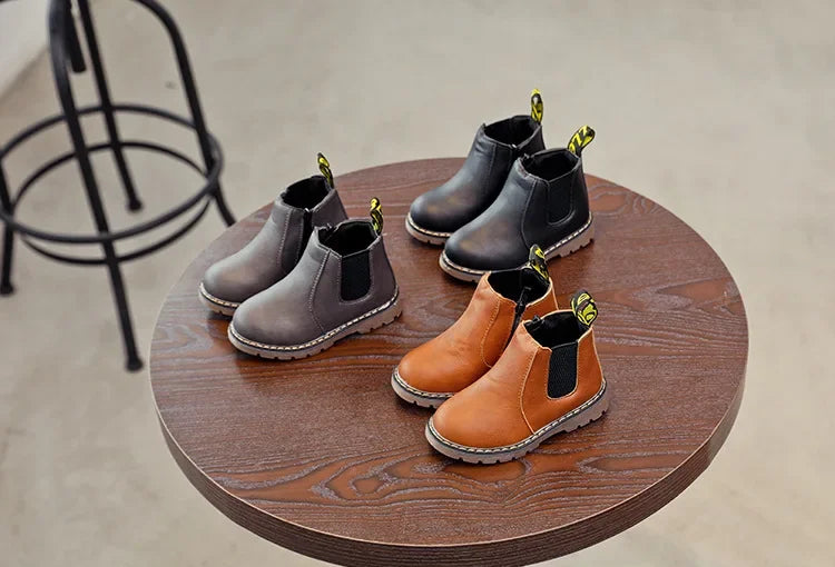 Trendiga barnstövlar för små & stora barn – Chelsea-modell med dragkedja, varm plyschfoder eller lätt fleece