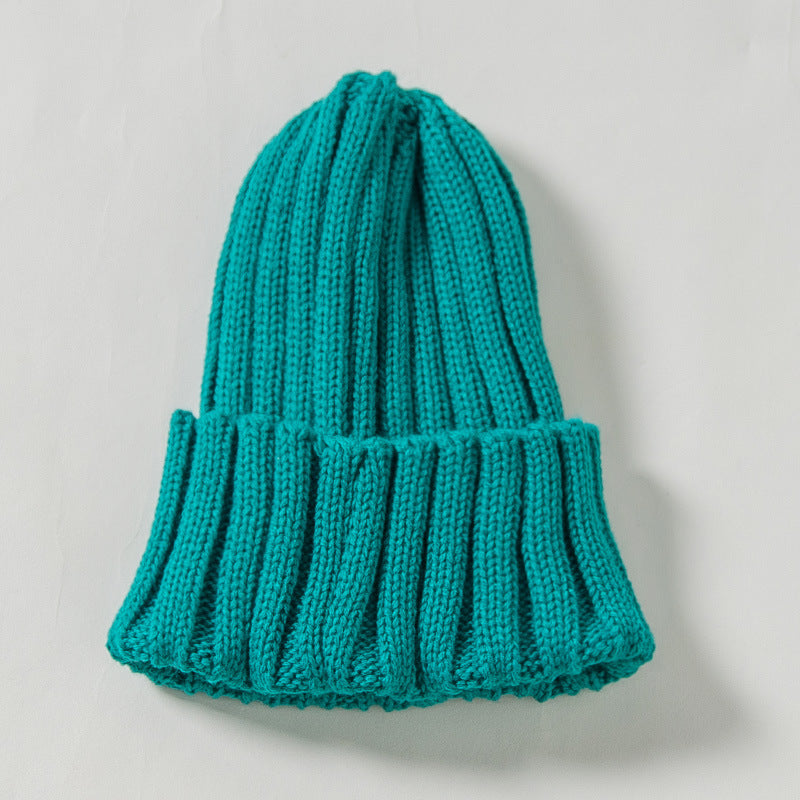 Barnmössa vinter – stickad, Klassisk rak randig hopfällbar hatt, lämplig för barn och vuxna i alla åldrar.