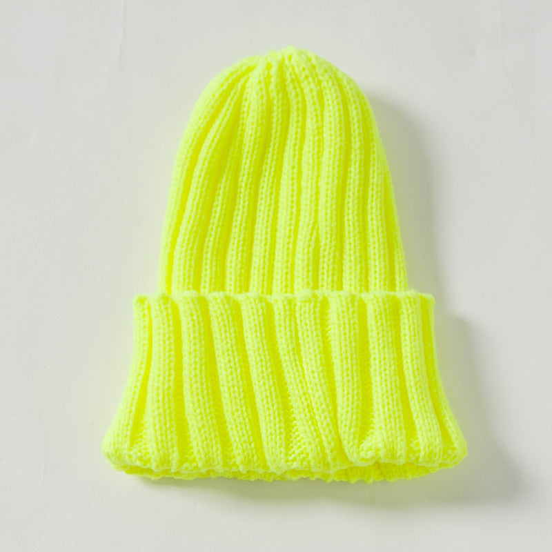 Barnmössa vinter – stickad, Klassisk rak randig hopfällbar hatt, lämplig för barn och vuxna i alla åldrar.