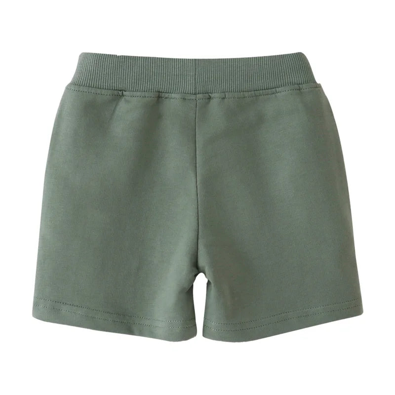 Barnshorts med grävmaskinstryck - mjuka sommarshort för pojkar och flickor med dragsko