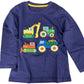 Långärmad Barn T-shirt i 100% bomull – Motiv grävmaskin, traktor, buldozer, lastbil