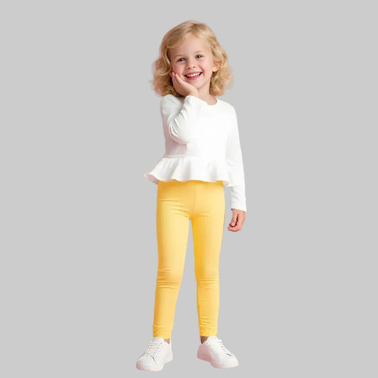 Söta och bekväma leggings för flickor,  korall, mint och gul