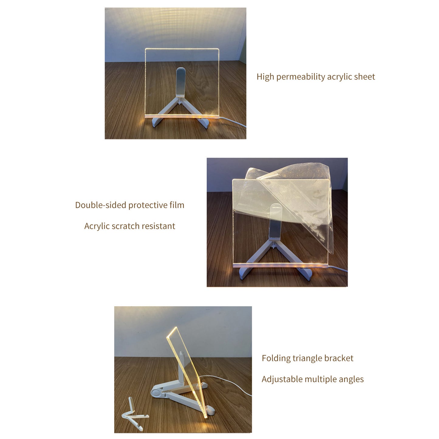LED-ritbordslampa med Transparent Akryl-Meddelandetavla – Suddbar Memo USB Nattlampa, Perfekt som Födelsedags- och Julklapp