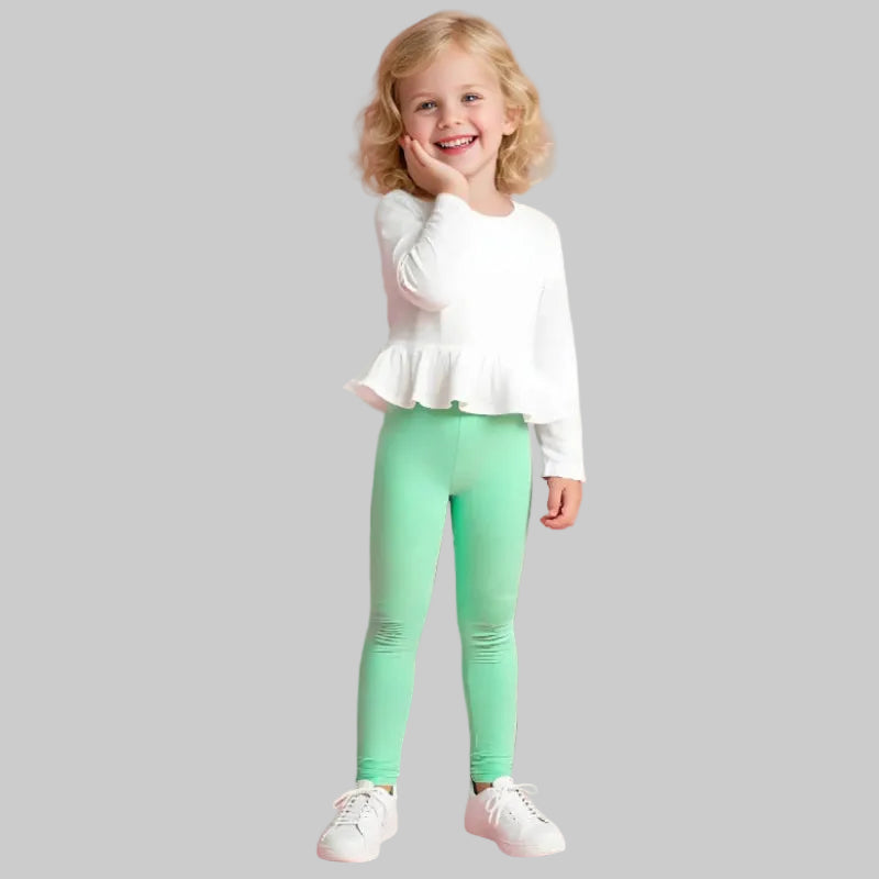 Söta och bekväma leggings för flickor,  korall, mint och gul