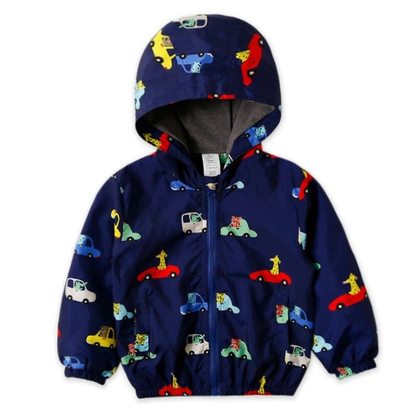 Vindtät barnjacka med huva. Unisex vår & höstjacka för utomhuslek