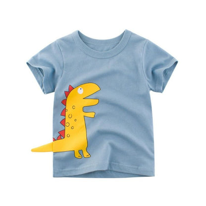 Kortärmad Barn T-shirt med Dinosaurie tryck för Pojkar & Flickor 100 % Bomull