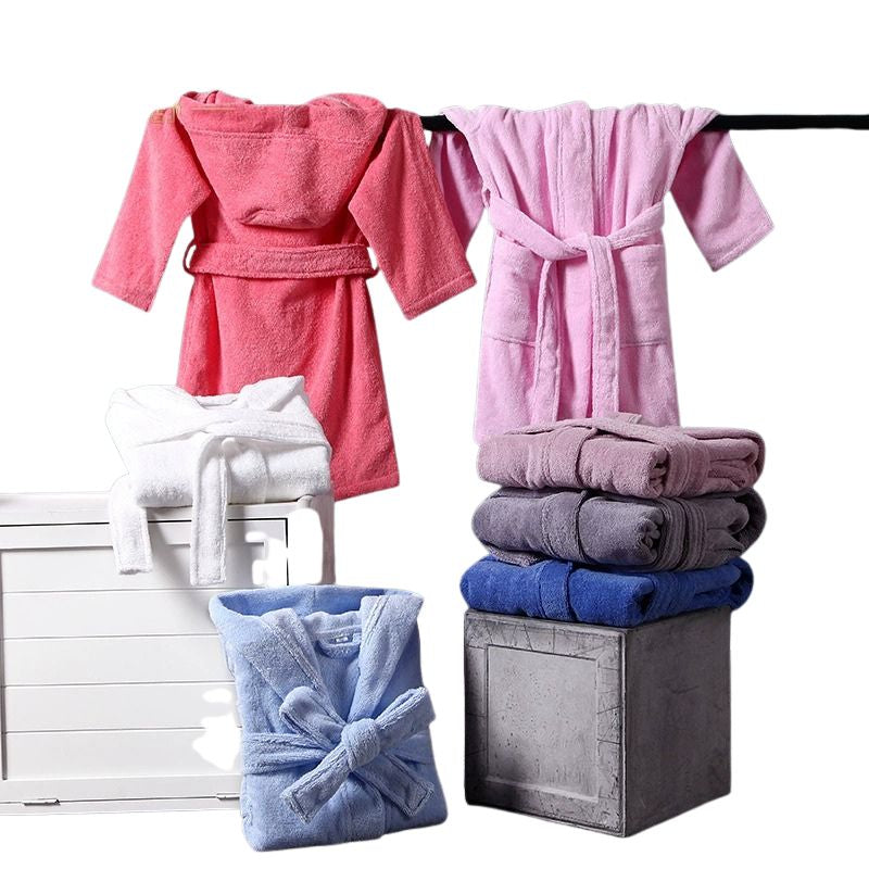 Barn badrock i bomullsfrotté Vit, ljusblå, blå, rosa, röd, grå, ljuslila