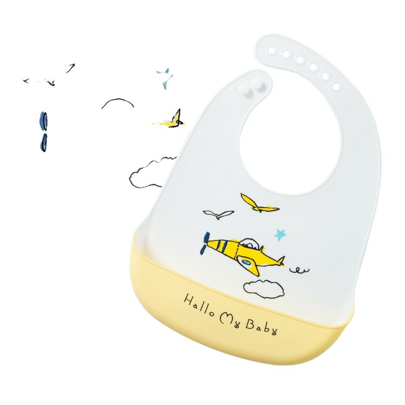 Vattentät babyhaklapp i mjuk silikon – krokodil, häst, får, kaninn, flygplan & dinosaurie