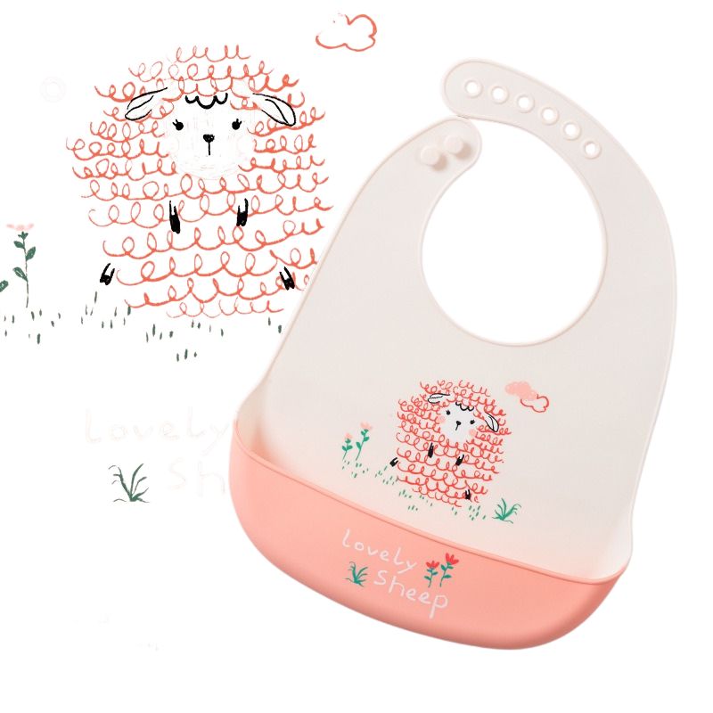 Vattentät babyhaklapp i mjuk silikon – krokodil, häst, får, kaninn, flygplan & dinosaurie