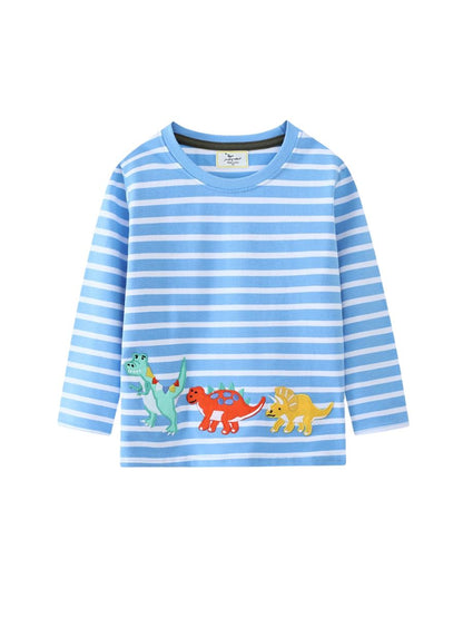 Långärmad Barn T-shirt i 100% bomull – med roliga djurmotiv - maskinmotiv