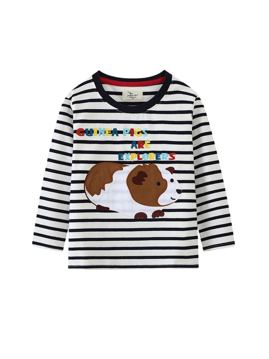 Långärmad Barn T-shirt i 100% bomull – med roliga djurmotiv - maskinmotiv