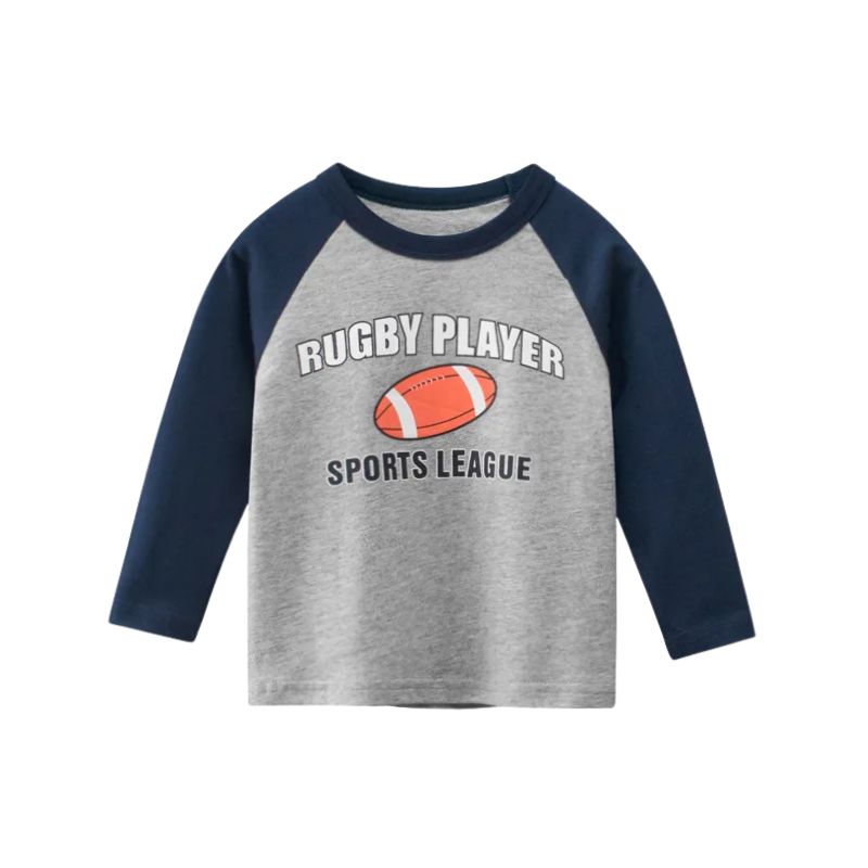 Barn Rugby Player långärmad T-shirts i bomull