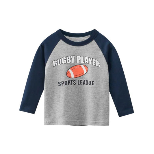 Barn Rugby Player långärmad T-shirts i bomull