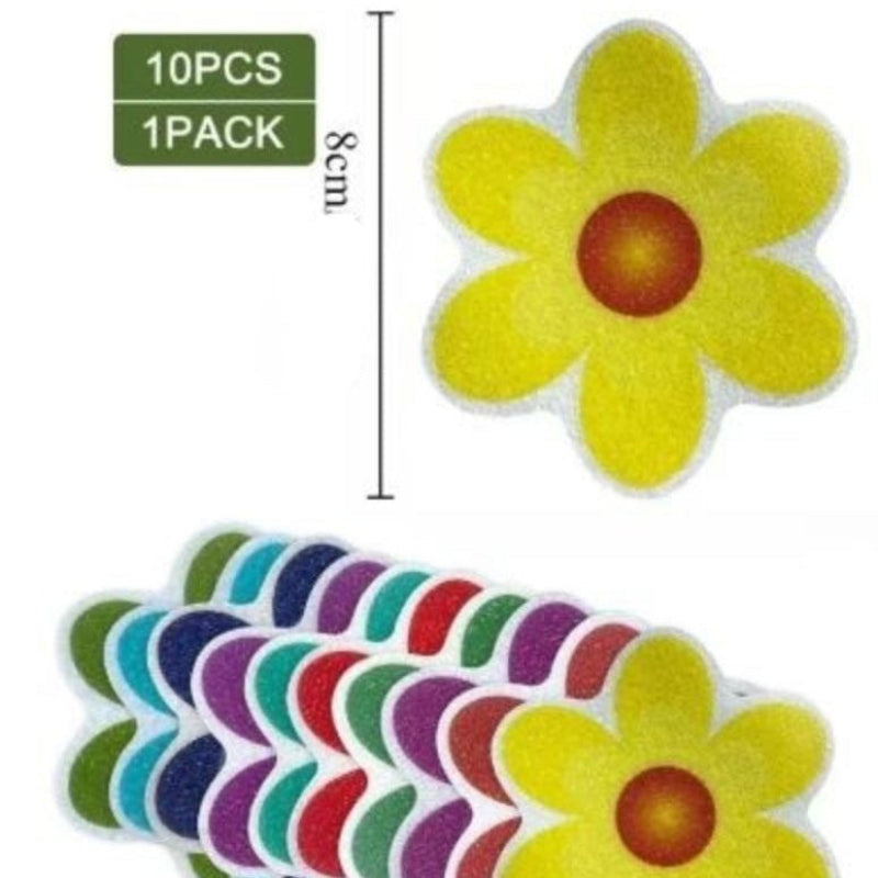 Halkfria badrumsdekaler 10‑pack färgglada blommor i PEVA