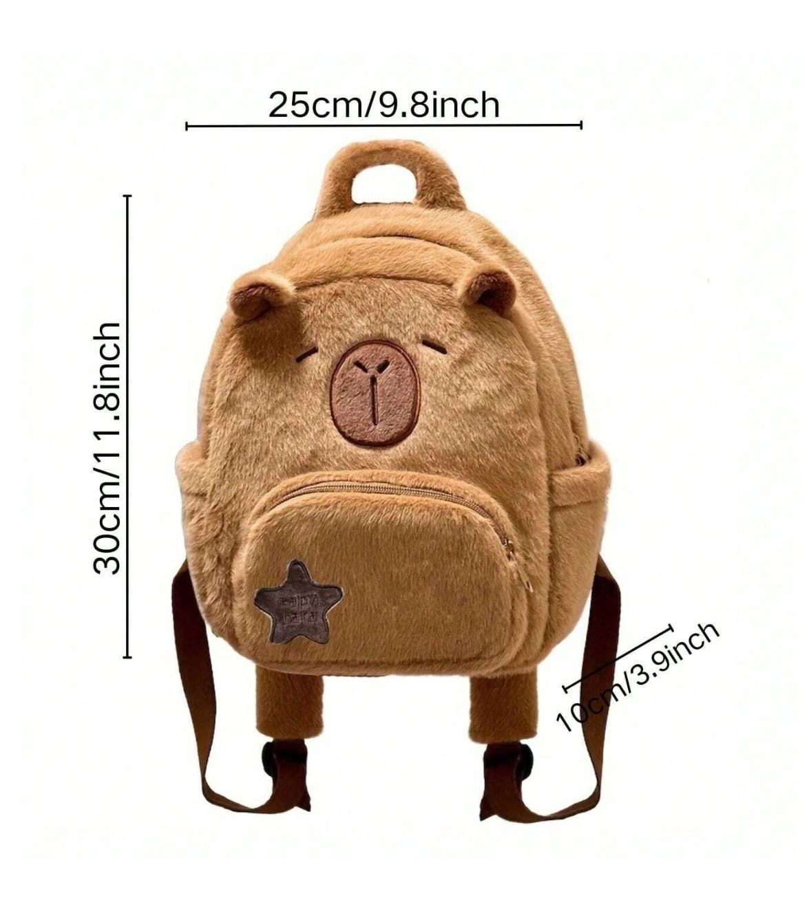 Capybara  Barn Plysch Ryggsäck unisex med dragkjedja brun