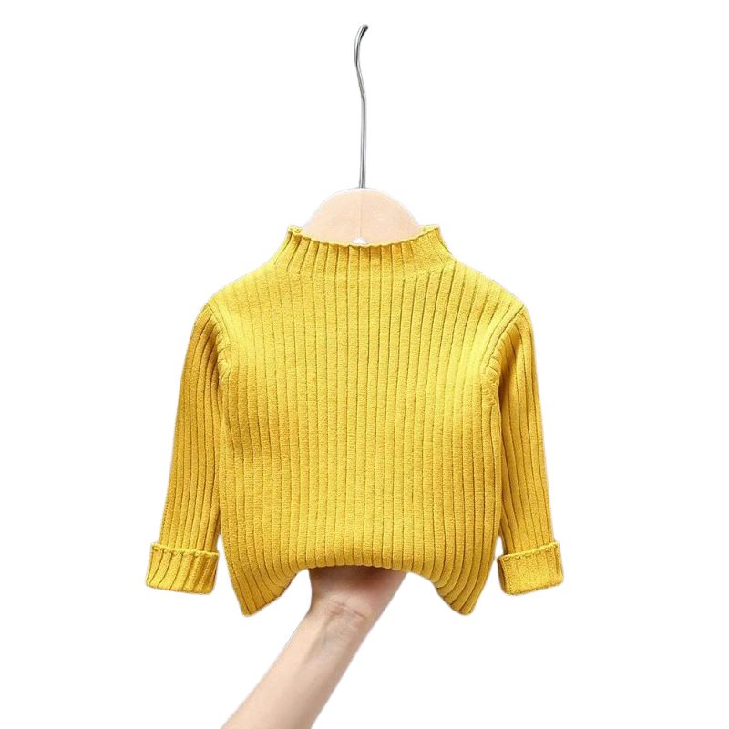 Hög hals enfärgad tröja för baby & barn – varm stickad pullover - sweatshirt i 5 färger