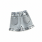 Jeansshorts för flickor med kaninmotiv - elastisk midja och lös passform