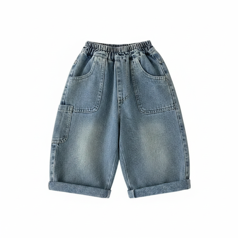 Barnjeans i retrostil – lösa raka wide leg-byxor för pojkar och flickor