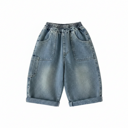Barnjeans i retrostil – lösa raka wide leg-byxor för pojkar och flickor
