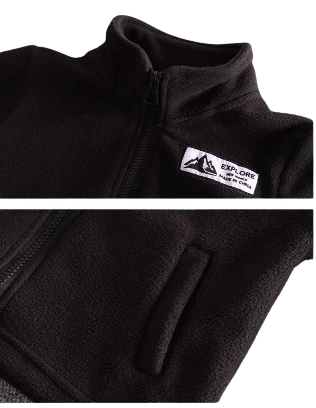 Vinterjacka Barn Svart fast Huva tillval  Fleece Tröja