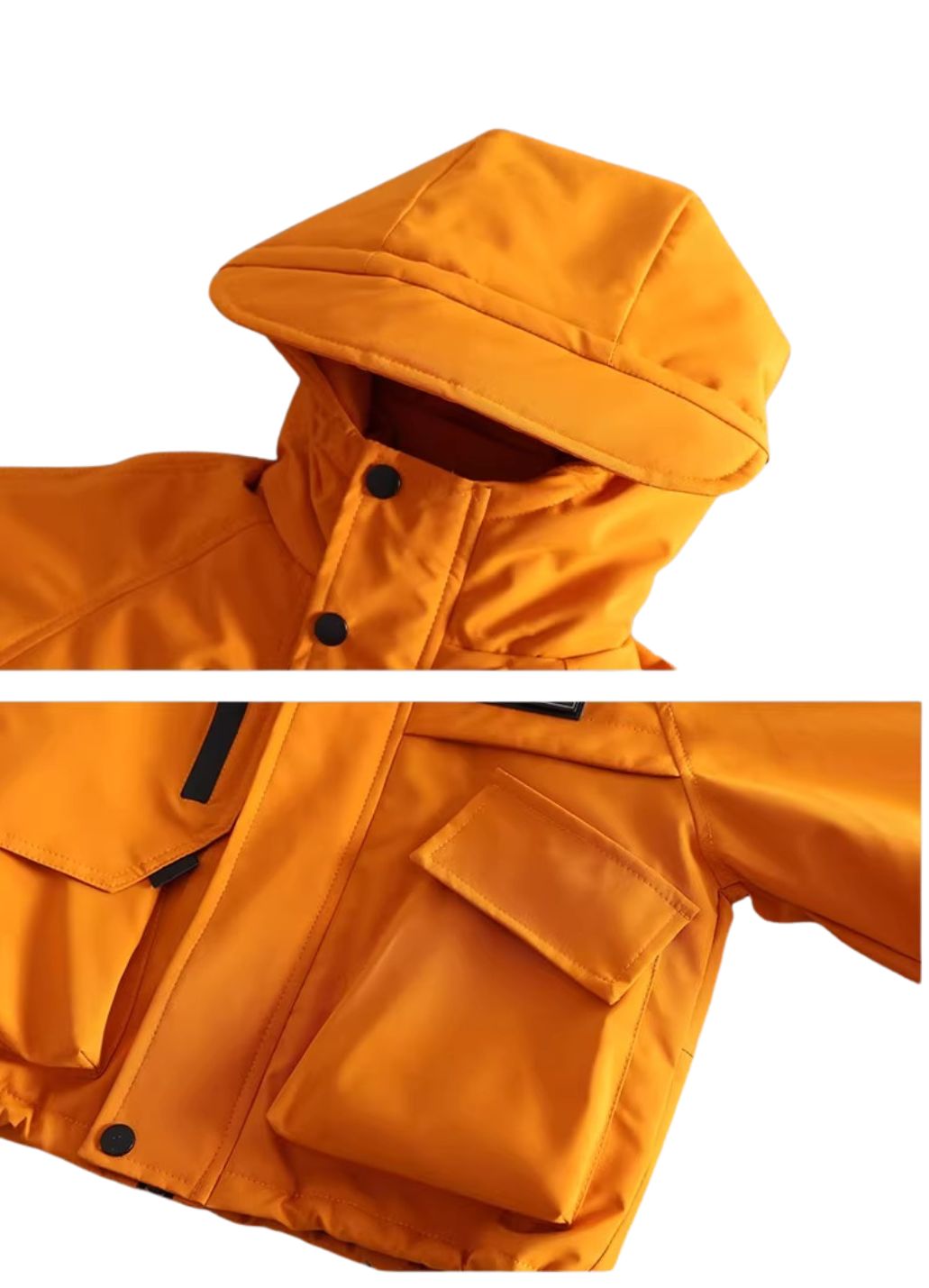 Vinterjacka Barn Orange fast Huva tillval  Fleece Tröja