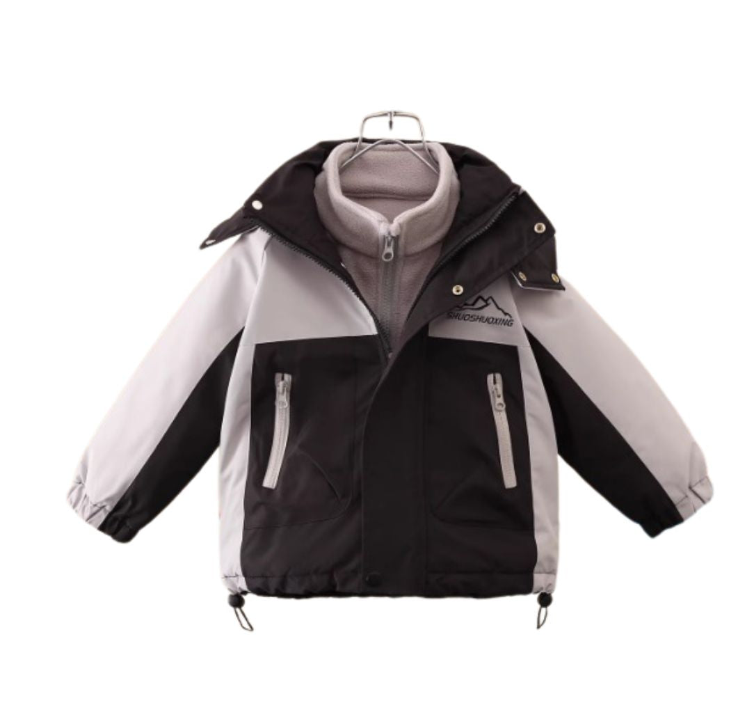 Vinterjacka Barn, Vit, Svart, fast Huva tillval  Fleece Tröja