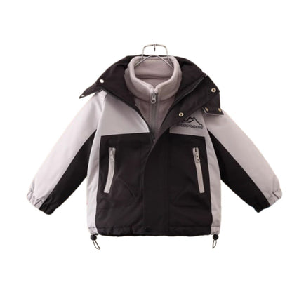 Vinterjacka Barn, Vit, Svart, fast Huva tillval  Fleece Tröja