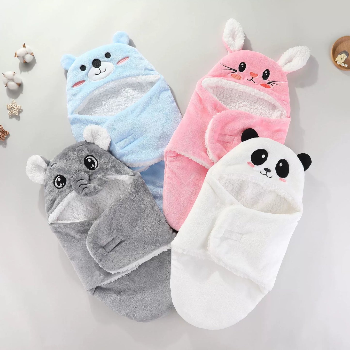 Unisex Bebissovsäckar i Polyester & Flanell – Sköna Året Runt 0-3 månader