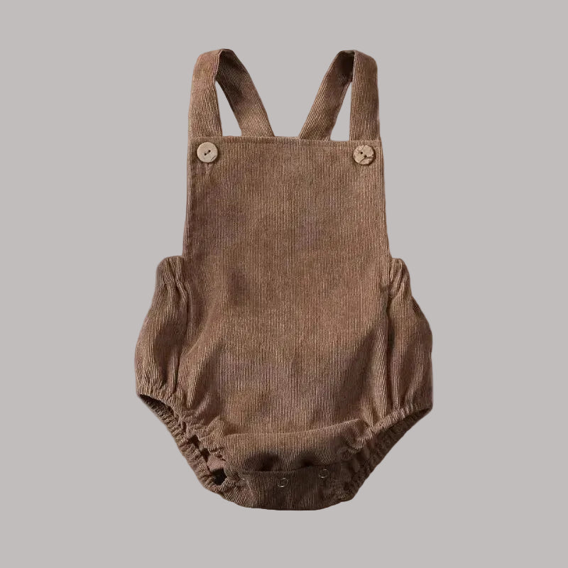 Babyromper med hängslen i bomull, ärmlös unisex.