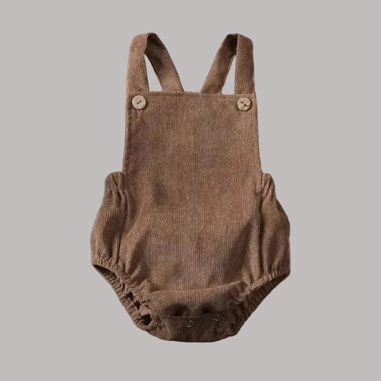 Babyromper med hängslen i bomull, ärmlös unisex.