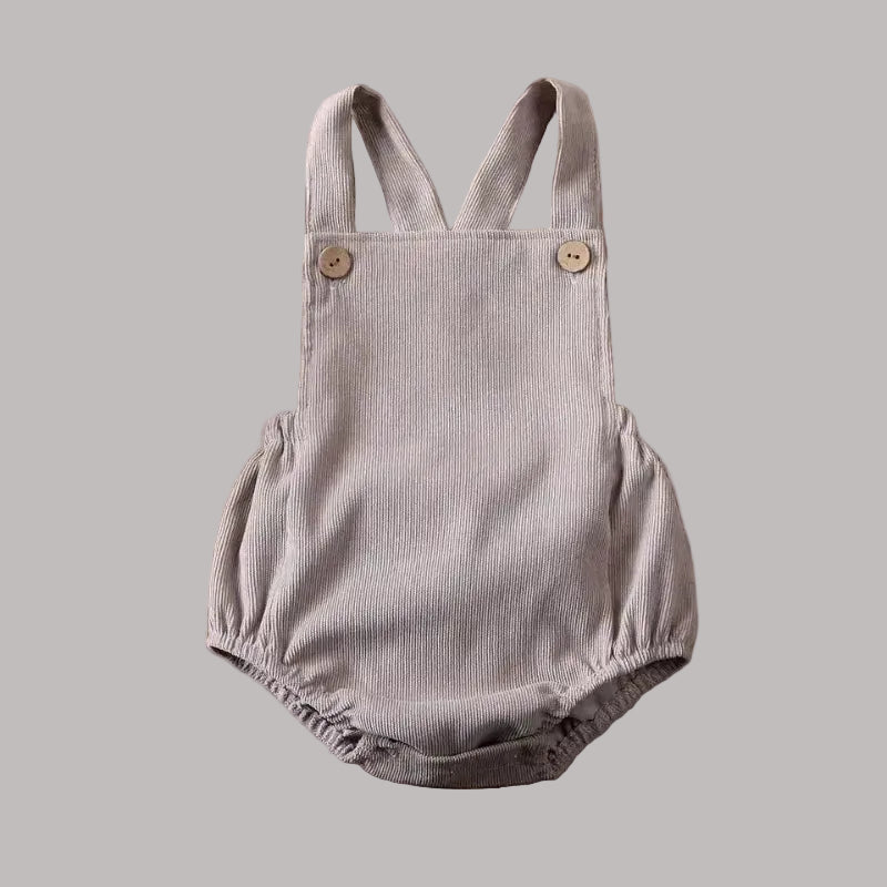 Babyromper med hängslen i bomull, ärmlös unisex.