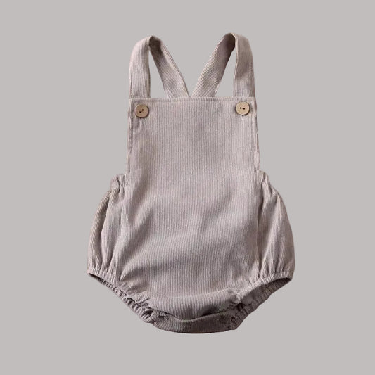 Babyromper med hängslen i bomull, ärmlös unisex.