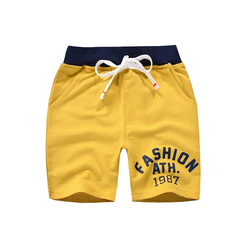 Barnshorts – mjuka bomullsshorts med elastisk midja och snörning, unisex för pojkar & flickor, perfekta för sommar, lek & sport