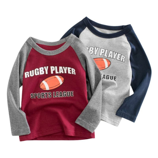 Barn Rugby Player långärmad T-shirts i bomull