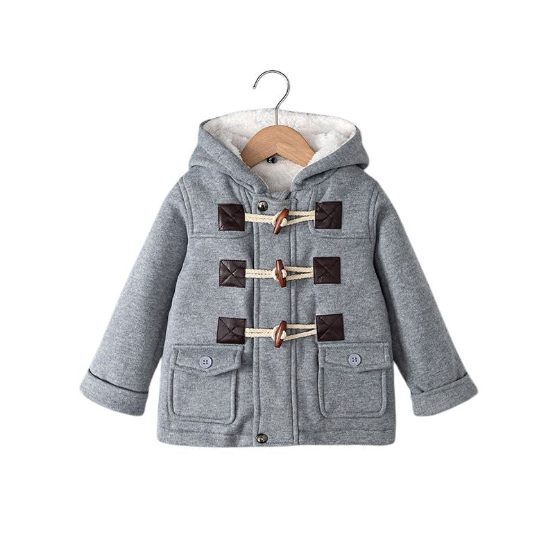 Baby Barnjacka Vinter – Plyschig Hooded Jacka för Pojkar- Flickor, Varma Snöoveraller med Blixtlås, Europeisk & Amerikansk Stil