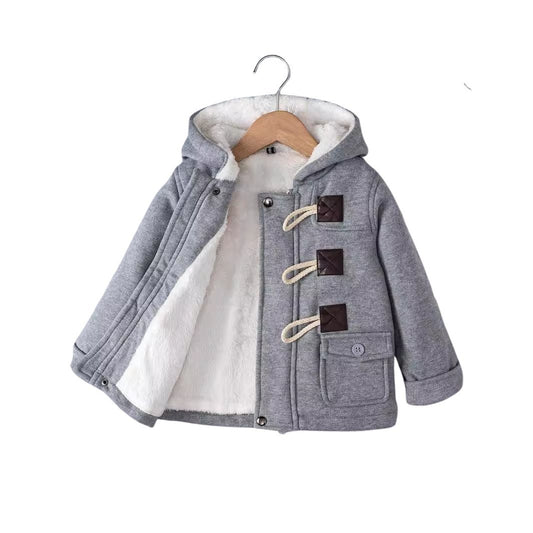 Baby Barnjacka Vinter – Plyschig Hooded Jacka för Pojkar- Flickor, Varma Snöoveraller med Blixtlås, Europeisk & Amerikansk Stil