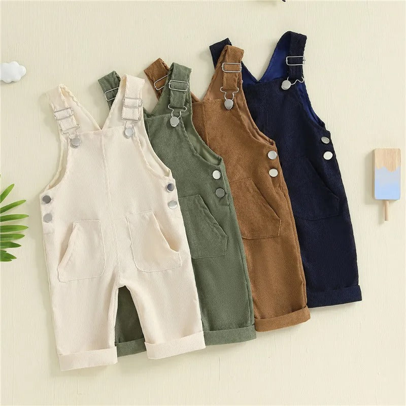 Unisex babyjumpsuit med knappar, Ärmlös sparkdräkt i bomull/polyester för småbarn