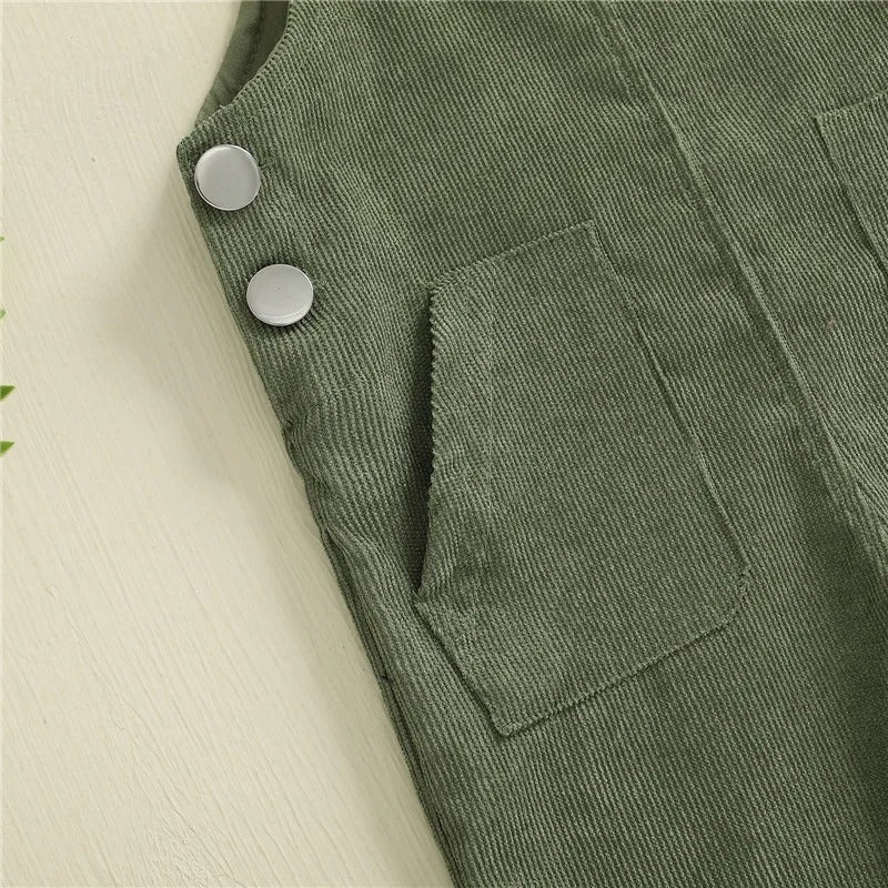 Unisex babyjumpsuit med knappar, Ärmlös sparkdräkt i bomull/polyester för småbarn